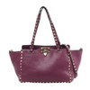 Valentino Garavani Rockstud Leather 2Way Handbag in Purple Secondhand
