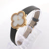 Secondhand Van Cleef & Arpels Alhambra WTYB02B3 136574 YG & Leather QZ Watch with Shell-Face HH5655