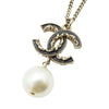 Chanel Gold Plated CC Resin Pearl Drop Pendant Necklace Secondhand