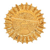Chanel Gold Plated Coat Of Arms Medallion Sunburst Brooch Secondhand