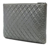 Chanel Large Quilted Metallic Lambskin O Case Clutch Secondhand
