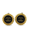 Secondhand Chanel Gold Plated Acrylic CC Button Clip On Earrings