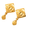 Chanel Gold Plated CC Rhombus Swing Clip On Earrings Secondhand