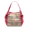 Burberry Small Leather Trimmed Haymarket Check Coated Canvas Canterbury Bow Tote Secondhand