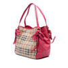 Burberry Small Leather Trimmed Haymarket Check Coated Canvas Canterbury Bow Tote Secondhand