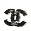 Chanel Silver Plated CC Rhinestone Push Back Earrings Secondhand