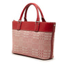 Burberry Leather Trimmed Tonal Check Canvas Handbag Secondhand