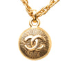 Chanel CC Gold Plated Sunburst Round Pendant Necklace Secondhand