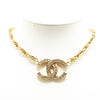 Secondhand Chanel Gold Plated CC Rhinestones Pendant Necklace