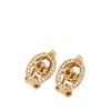 Dior Gold Plated Strass CD Logo Clip On Earrings Secondhand