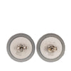 Chanel CC Quilted Rubber Silver Plated Button Push Back Earrings Secondhand