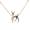 Chanel CC Brass Faux Pearl and Strass Deer Pendant Necklace Secondhand