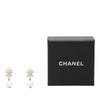 Chanel CC Brass Enamel Faux Pearl Drop Push Back Earrings Secondhand