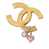 Chanel CC Gold Plated Enamel and Faux Pearl Brooch Secondhand