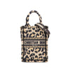 Dior Mizza Mini Embroidered Canvas Leopard Vertical Book Tote Secondhand