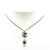 Chanel Silver CC Faux Pearl Pendant Necklace Secondhand