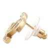 Chanel Gold Plated CC Rhinestones Push Back Earrings Secondhand