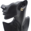 Chanel Gold Plated CC Rhinestones Push Back Earrings Secondhand