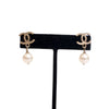 Chanel Gold Plated CC Faux Pearl Drop Push Back Earrings Secondhand