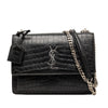 Saint Laurent Medium Croc Embossed Leather Monogram Sunset Crossbody Secondhand