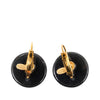 Chanel CC Resin and Gold Plated Round Lever Backs Earrings Secondhand