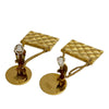 Chanel CC Gold Plated Classic Quilted Flap Medallion Clip On Earrings Secondhand