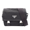 Prada Saffiano Trimmed Tessuto Double Buckle Messenger Bag Secondhand