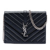Saint Laurent Studded Chevron Calfskin Monogram Envelope Chain Flap Secondhand