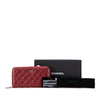 Secondhand Chanel CC Quilted Caviar Zip Around Long Wallet