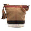Secondhand Burberry Mini Mega Check Canvas Ashby Tassel Bucket Bag