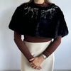 Valentino Black Mink Fur Capelet with Crystal Embellishments - Elegant Evening Wear Secondhand