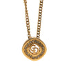 Dior Gold Plated Strass CD Logo Pendant Necklace Secondhand