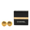 Chanel Gold Plated CC Round Clip on Earrings Secondhand