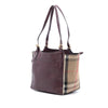 Burberry Small Derby Calfskin and House Check Canvas Canterbury Tote Secondhand