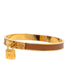 Hermès Gold Plated Epsom Kelly Cadena Lock Bangle Bracelet Secondhand