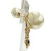 Dior Gold Plated Faux Pearl and Strass Logo Drop Tribales Push Back Earrings Secondhand