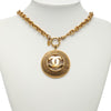 Chanel Gold Plated CC Round Pendant Necklace Secondhand