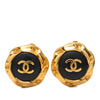 Chanel CC Gold Plated and Enamel Button Clip On Earrings Secondhand