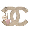 Chanel CC Gold Plated Enamel and Faux Pearl Brooch Secondhand