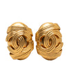 Chanel CC Gold Plated Oval Clip On Earrings Secondhand