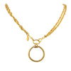 Chanel Gold Plated Double Chain Loupe Magnifying Glass Pendant Necklace Secondhand