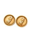Chanel CC Gold Plated Round Clip On Earrings Secondhand