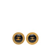 Chanel CC Gold Plated Enamel Round Clip On Earrings Secondhand