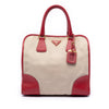 Prada Saffiano Trimmed Canvas Canapa Satchel Secondhand