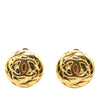 Chanel Gold Plated CC Quilted Round Clip On Earrings Secondhand