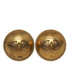 Chanel CC Gold Plated Round Button Clip on Earrings Secondhand
