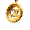 Chanel Gold Plated CC Round Pendant Necklace Secondhand