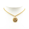 Chanel Gold Plated CC Round Pendant Necklace Secondhand