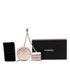 Chanel Metallic Quilted Lambskin Round Clip On Coin Purse Airpods Case Secondhand