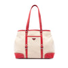 Prada Studded Leather Trimmed Canvas Front Pocket Tote Secondhand